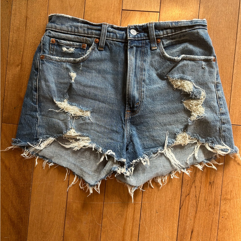 Abercrombie & Fitch Distressed Blue Denim Cutoff Shorts
